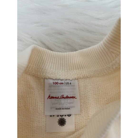 New Hanna Andersson Valentines Graphic Sweatshirt French Terry Ecru Girls Size 4 - Picture 3 of 11